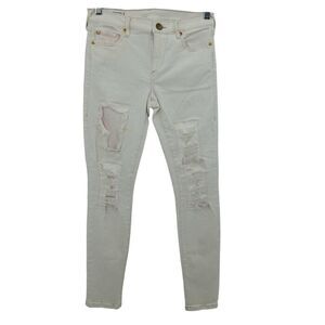 True Religion Distressed Light Pink Skinny Jeans 28